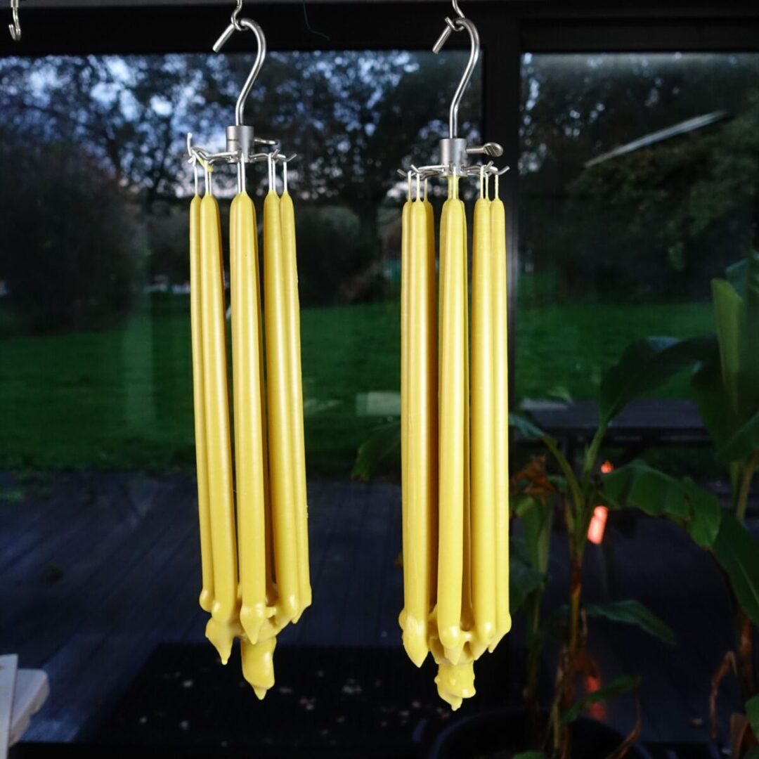 a pair of large hand dipped beeswax candles image 2