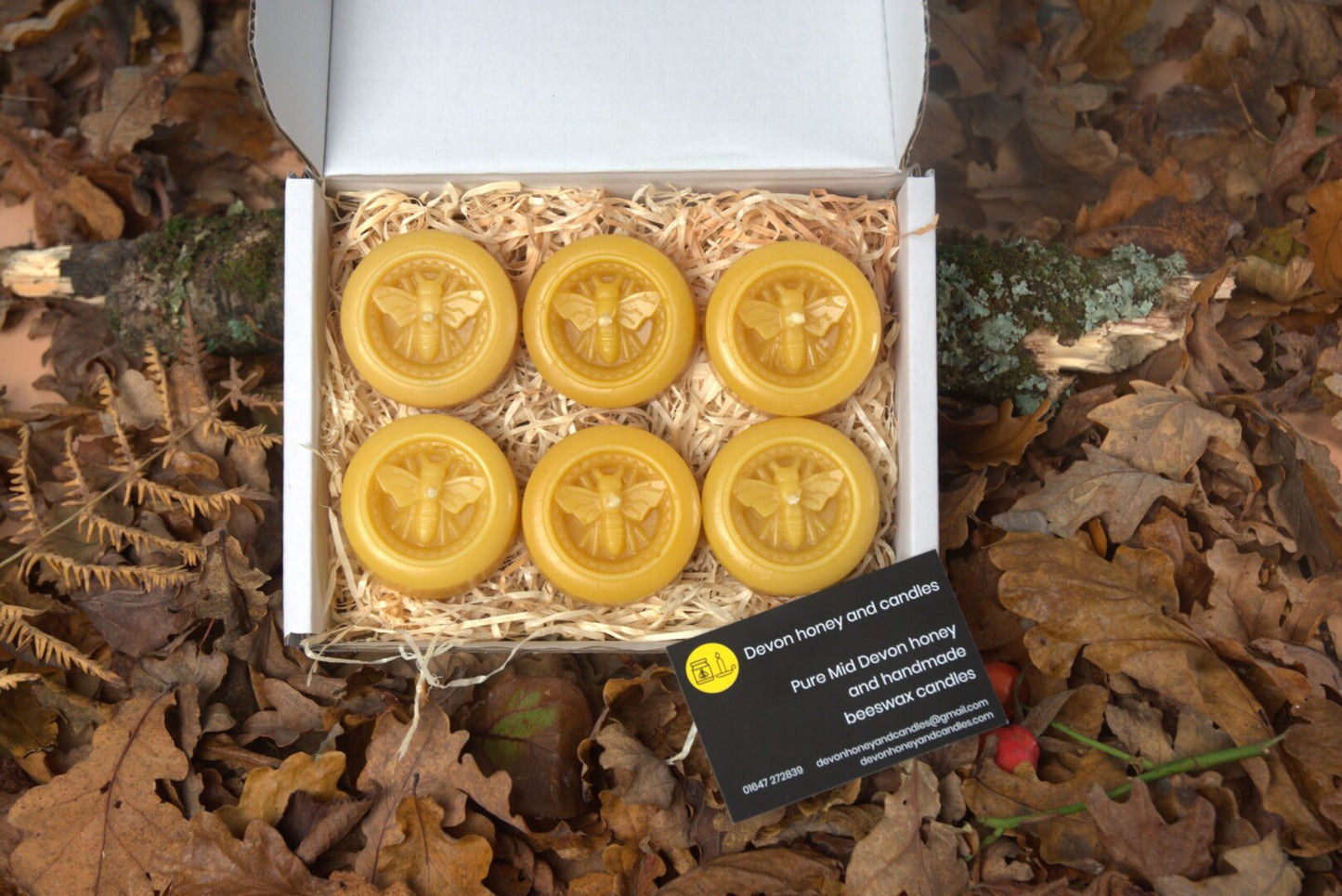 6 handmade round beeswax bee candles image 0