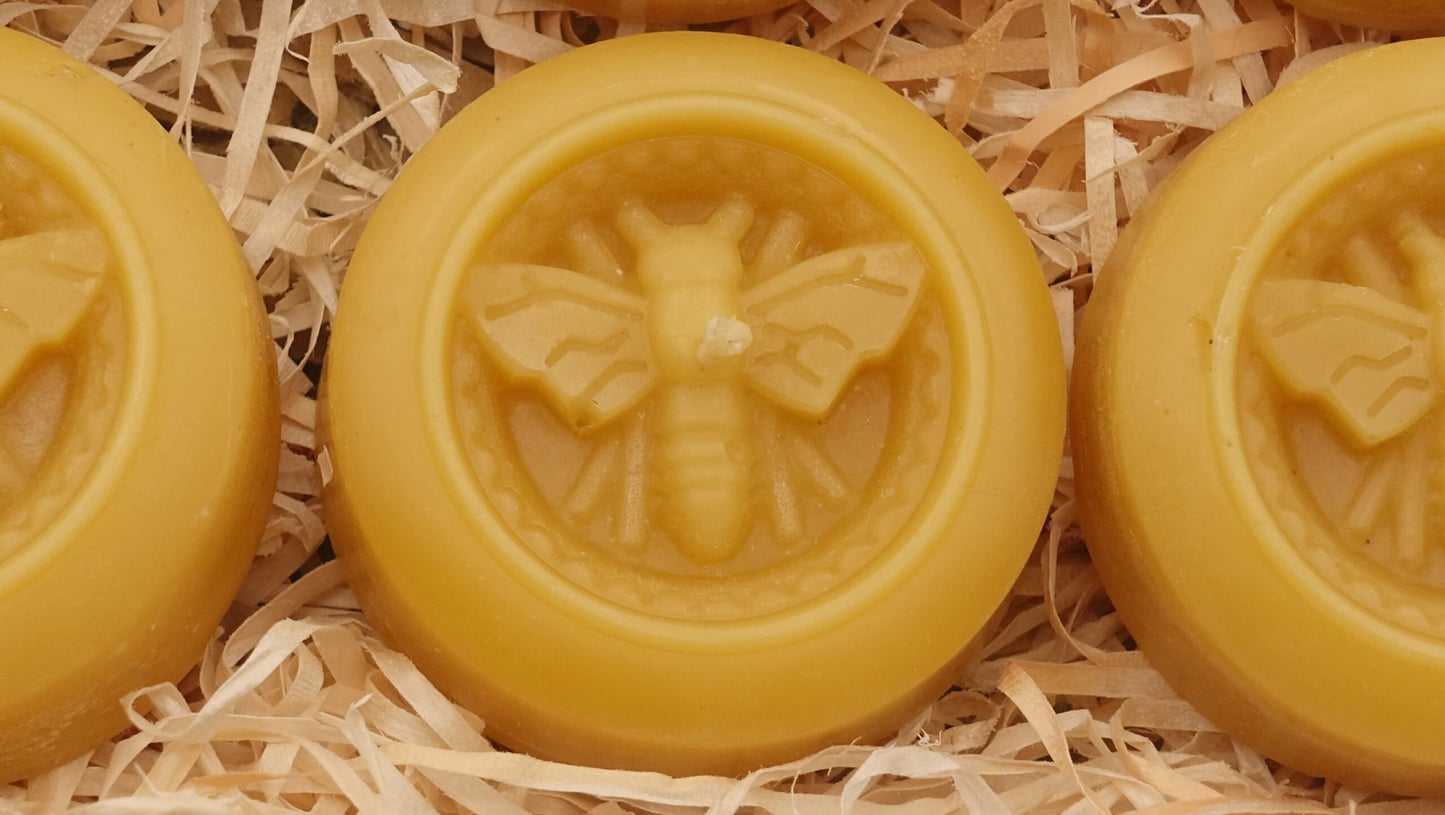 6 handmade round beeswax bee candles image 1